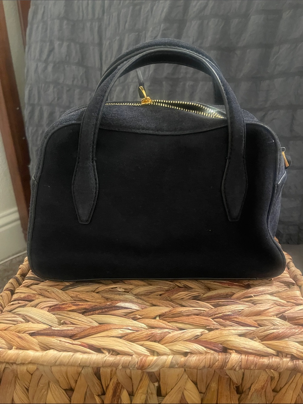 Madewell Navy Suede Mini Crossbody with Gold Hardware - Picture 14 of 16